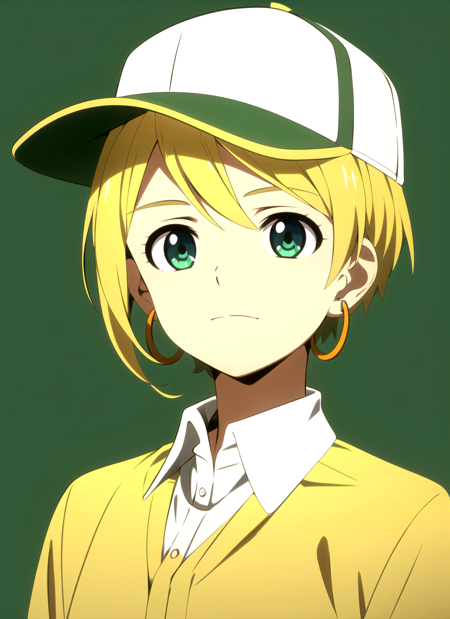 3978531188-3310753066-promisedNeverland ,  masterpiece, best quality, 1girl, aqua eyes, baseball cap, blonde hair, closed mouth, earrings, green backg.png